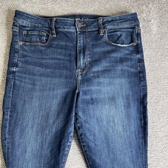 American Eagle Jeans Women’s 14 X-Short Blue Skinny Kick High Rise Dark Wash - Picture 2 of 12